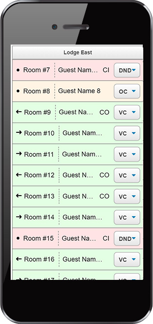 Mobile-friendly Circuitree lodging status dashboard for housekeeping staff